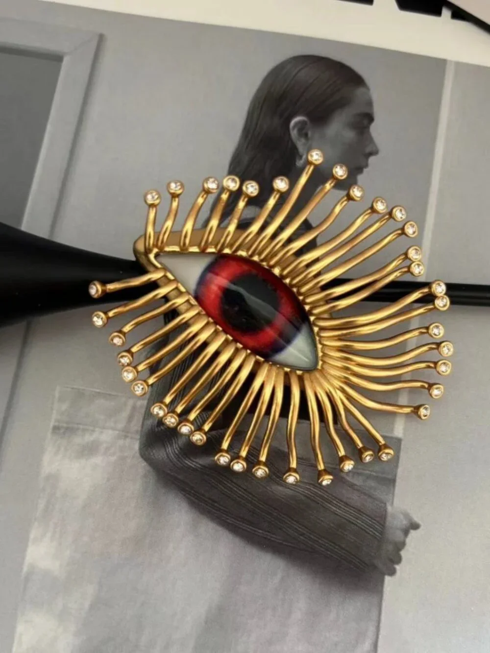Schiaparelli Long Eyelashes Big Eye Brooch